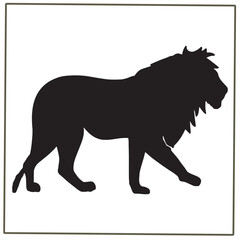 lion black silhouette . Lion isolated on a white background. Walking lion  vector .