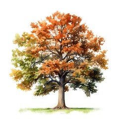 a tree with orange and green leaves