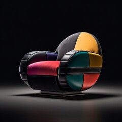 a colorful chair in a dark room - obrazy, fototapety, plakaty