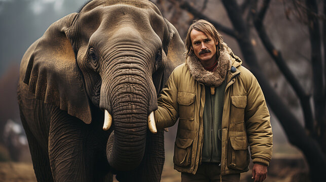 zookeeper with elephant