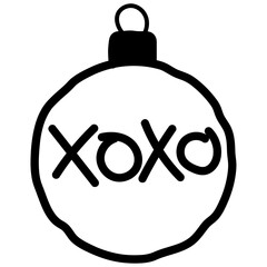 Christmas Ball Hand Drawn Text XOXO