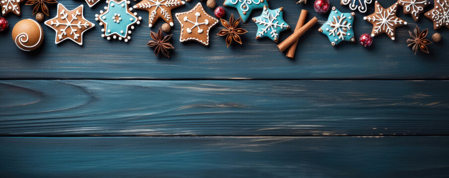 Gingerbread background, New Year, Christmas flatley frame