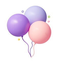 Three balloons for celebrating the birth of a child, Christmas and a sale. 3d rendering 