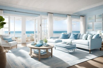 The room captures the essence of a beachside retreat, with light colors promoting a sense of openness.