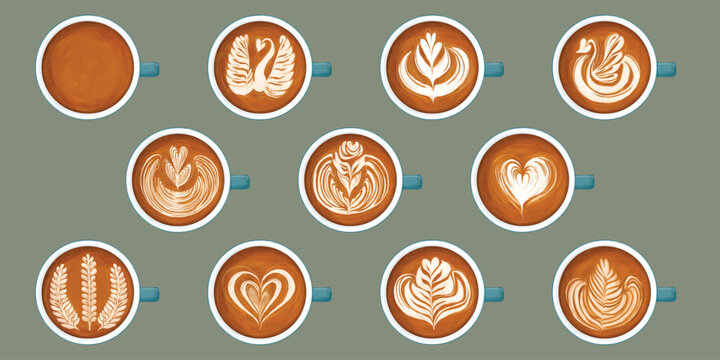 Drawing of top view latte art