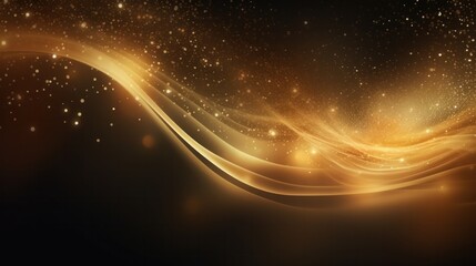 Fototapeta na wymiar Abstract luxury light curve swirling gold background with gold particle, Generative AI