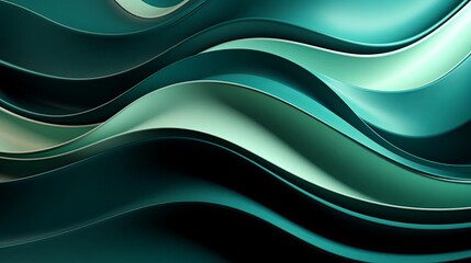 Naklejka premium Hintergrund aus dreidimensionalen grün blau geschwungenen Wellen und Tälern.