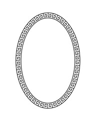Oval greek pattern. Roman ellipse frame. Outline greece border isolated on white background. Round greec boarder for design prints. Circular ancient ornament. Fret rome key. Vector illustration - obrazy, fototapety, plakaty