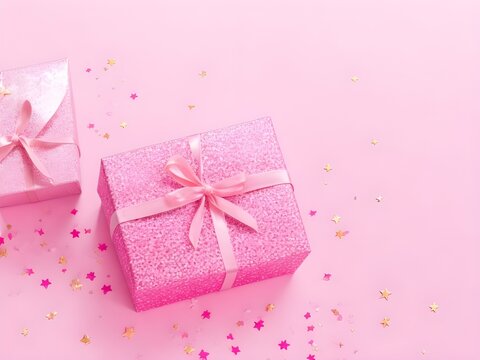 pink gift box with ribbon