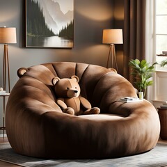 cozy living room with a bear cave inspired sofa, living room with sofa
