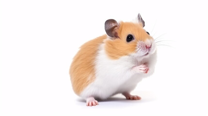 Cute Roborovski hamster in profile on a pristine ground.