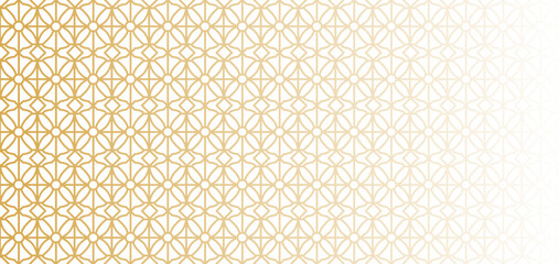 Arabic style golden motif ornament seamless pattern. Gold Islamic background. East culture geometrical backdrop. Simple elegant layout for religious fest congratulation card, invitation, home decor.