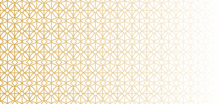 Arabic style golden motif ornament seamless pattern. Gold Islamic background. East culture geometrical backdrop. Simple elegant layout for religious fest congratulation card, invitation, home decor.