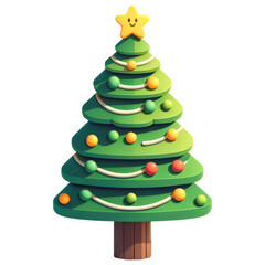 3D Christmas tree on transparent background