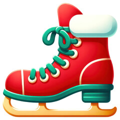 3D christmas ice skate shoes on transparent background