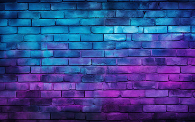 Neon Glow: Blue and Purple Brick Wall Texture