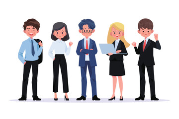 Group of business men and women, working people. Business team and teamwork concept. Flat design people characters.