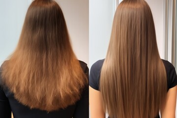 The Transformation Of Hair Before And After Keratin Treatment On Damaged, Short, And Healthy Hair