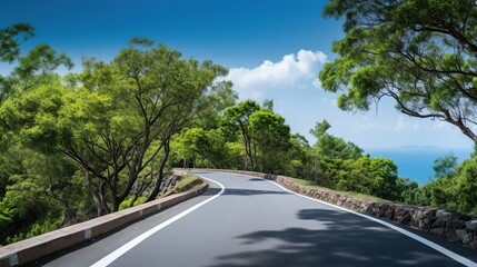 Straight road with green nature background shot
