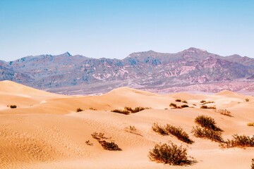 Desert and sand dunes, mysterious and amazing landscape in Death Valley, California