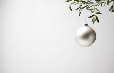 Elegant silver christmas ornament on white background