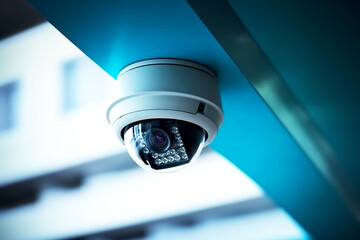 Modern CCTV security camera in the office building