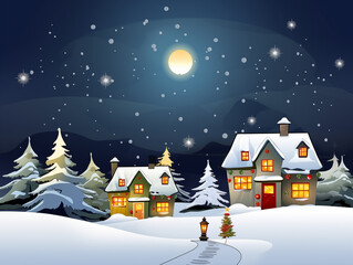 Fototapeta na wymiar Christmas atmosphere, Christmas tree, winter snow, presents in boxes. Postcard style.