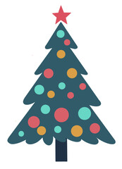 Colorful Christmas tree hand drawn  isolated  on white background vector illustration 