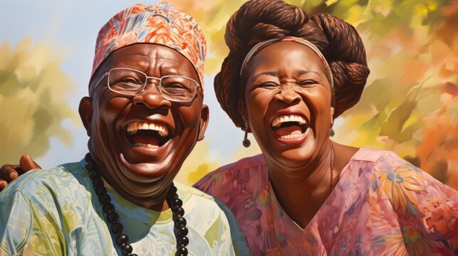 Exuberant African Couple Laughing Under the Sun