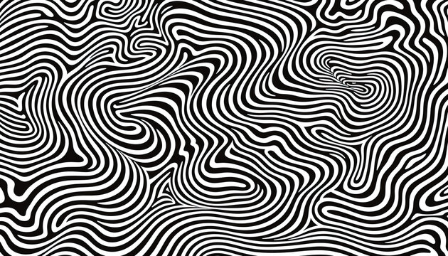Generative AI, surreal black and white background, abstract optical illusion, trippy psychedelic vintage mid century modern geometric pattern