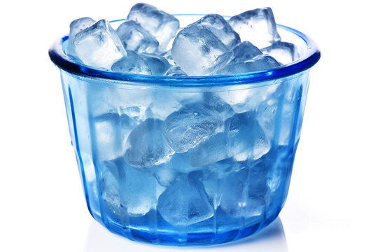 Bucket with ice cubes isolated on white background