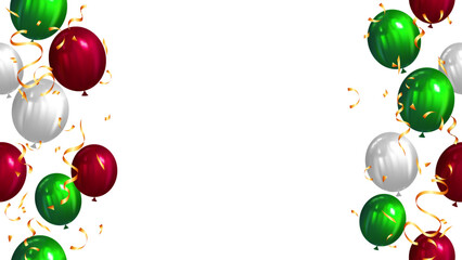 Banner of realistic balloons with party decorations Christmas, new year, birthday and congratulations © Little J