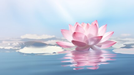 a pink flower floating on water. Ai ilustration. digital painting. Generative AI Artificial Intelligence Artwork