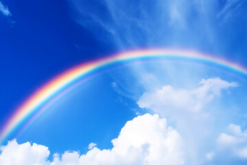 Blue sky and cloudy with rainbows