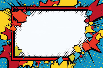 Colorful pop art style explosion frame with speech bubble