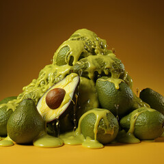 Soothing Avocado Meltdown: A Pile of Creamy Goodness Slowly Turning into Green Delight