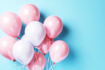 Balloons on pastel blue background