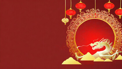 Chinese New Year 2024 of the golden dragon  background