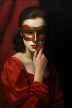 Portrait of a mysterious woman wearing a mask