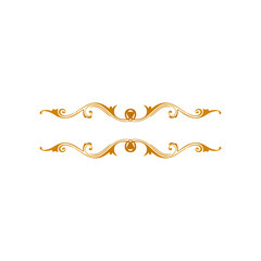 Decorative Ornament Frame Border Vector Line style border template Vector of gold decorative horizontal floral elements, corners, borders, frame