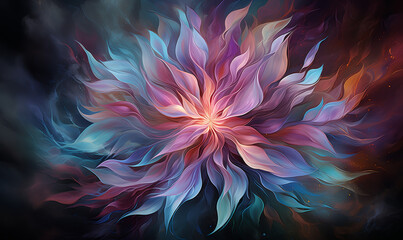 Fototapeta premium abstract fractal background, abstract modern floral background, gradient colors, psychedelic flower illustration wallpaper