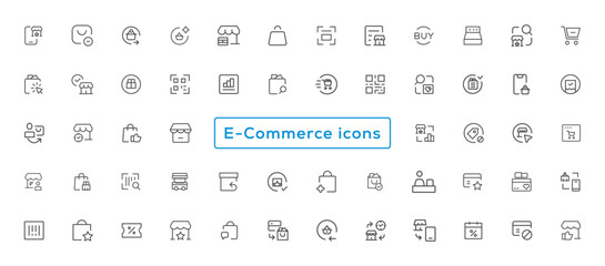 Set of Shopping icons. E-commerce icon collection. Online shopping thin line icons