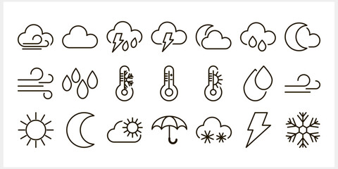 Outline weather clipart isolated Doodle art sketch Vector stock illustration EPS 10