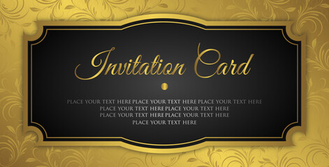 Decorative invitation card in gold-black style