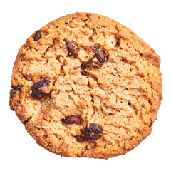  Delicious single chocolate cookie over isolated white background