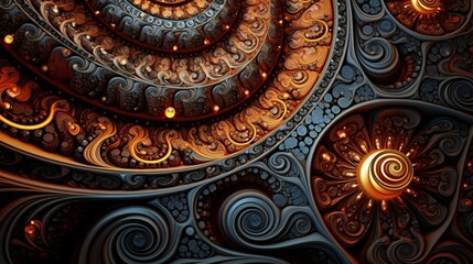 A close-up of a mesmerizing fractal pattern with intricate, self-replicating shapes