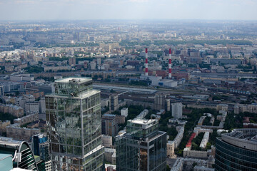 Fototapeta na wymiar Futuristic Marvel: Front View of Moscow City Skyscrapers