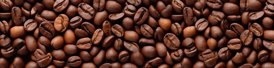 Naklejka premium coffee beans texture wide panoramic background 