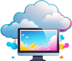 Cloud computing icon, Cloud technology, Data storage, Cloud server, Cloud network, Computing concept, Cloud computing illustration