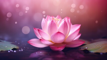 Pink lotus flower or water lily in water. Meditation, spa, spirituality concept background